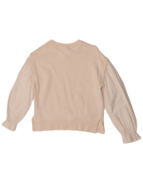 Zara Girls Crop Sweatshirt Jumper 11-12 Years Off White Cotton