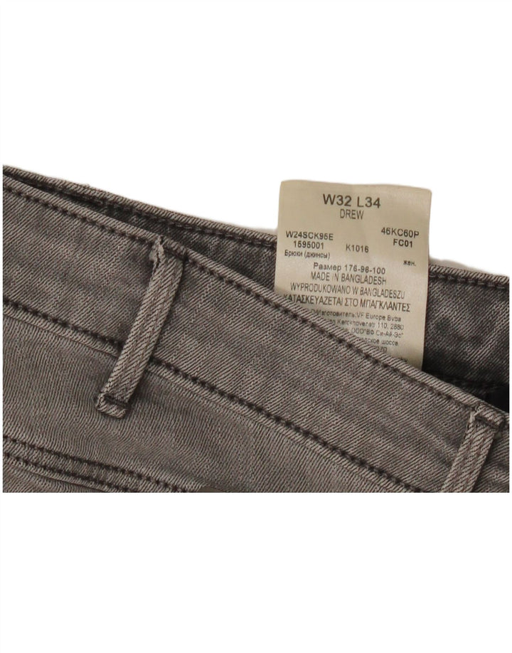 Wrangler Womens Drew Straight Jeans W32 L34 Γκρι βαμβακερό