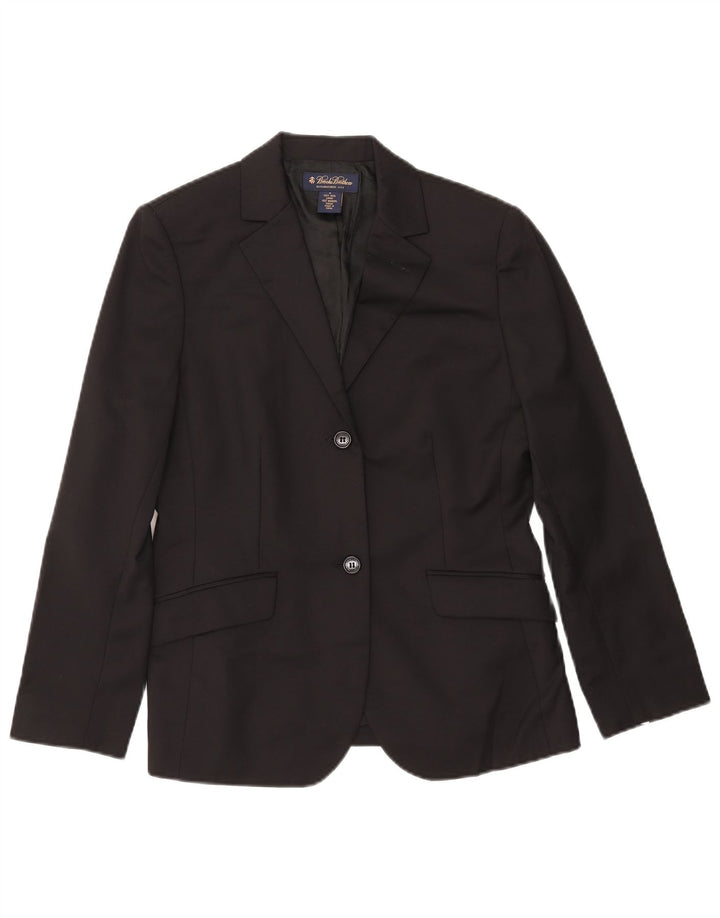 BROOKS BROTHERS Γυναικείο μπλέιζερ με 2 κουμπιά μπουφάν US 6 μεσαίο μαύρο μαλλί