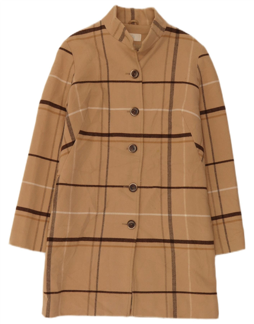 Marks & Spencer Γυναικείο Πανωφόρι UK 8 Small Beige Check Polyester