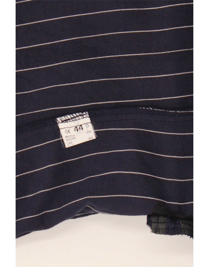 Vintage γυναικείο τζάκετ με 4 κουμπιά σακάκι IT 44 Medium Navy Blue ριγέ
