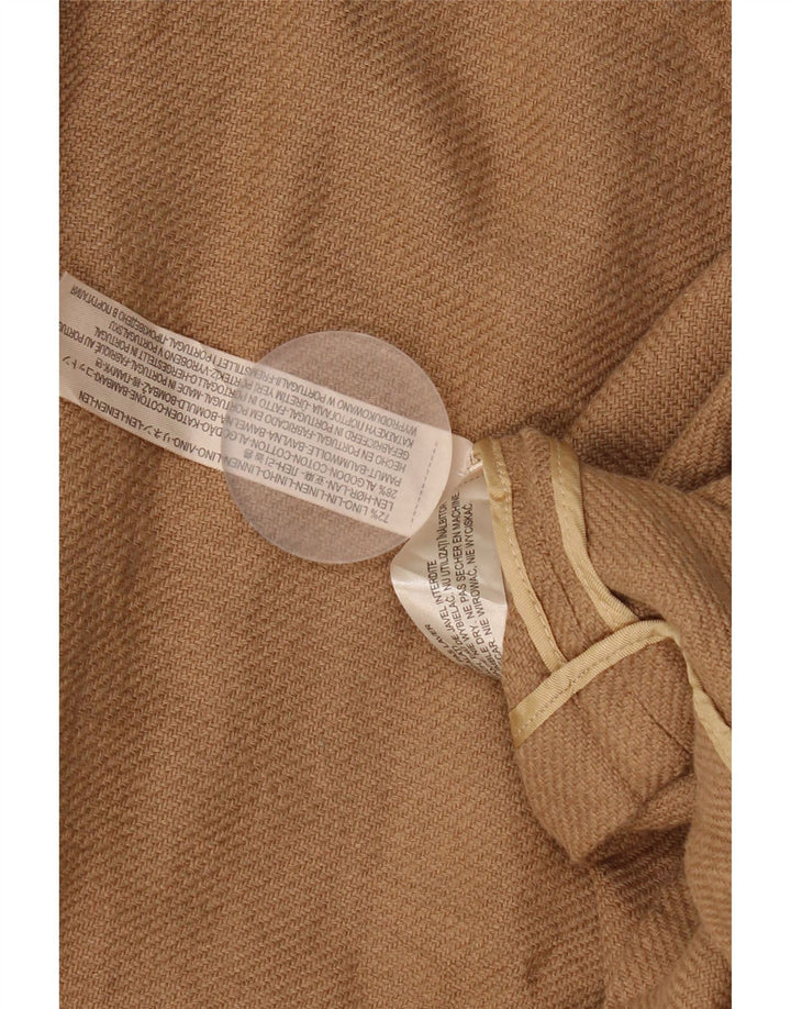 Massimo Dutti Γυναικείο μπουφάν 3/4 μανίκι ανοιχτό σακάκι UK 16 μεγάλο καφέ λινό