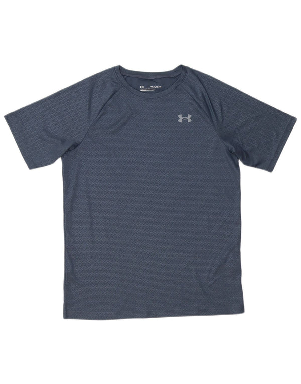 Under Armour Boys T-shirt Top 13-14 Years XL Grey Geometric Polyester