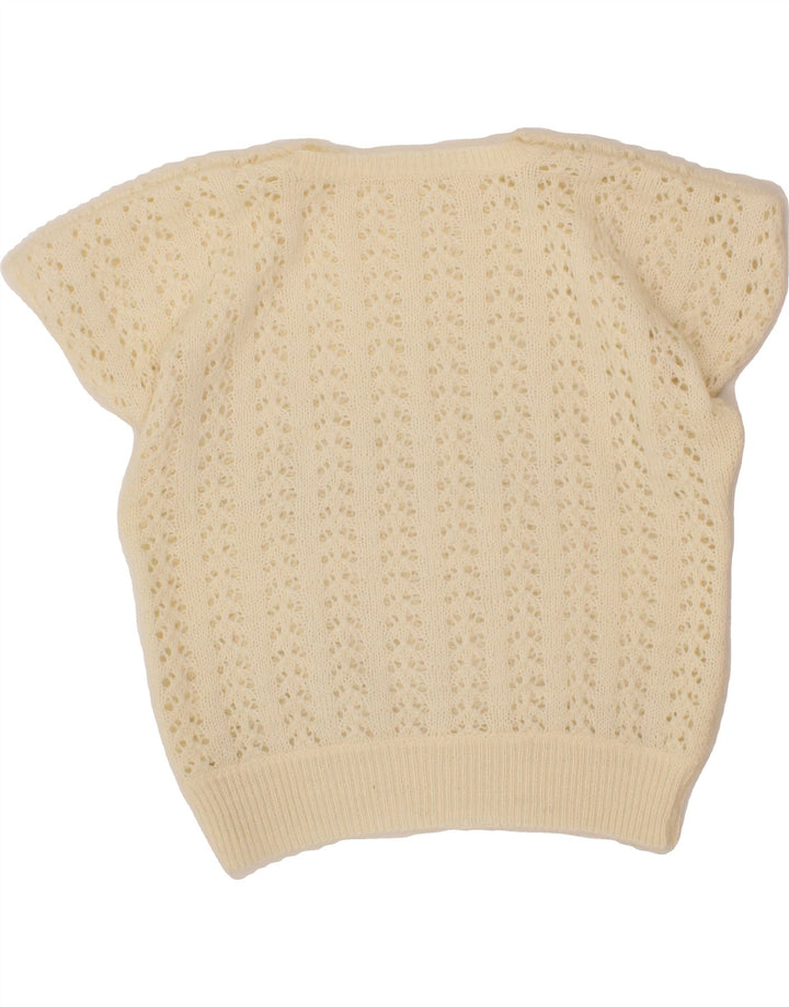 VINTAGE Womens Boat Neck Jumper Sweater UK 14 Medium Off White Vintage Vintage and Second-Hand Vintage from Messina Hembry 