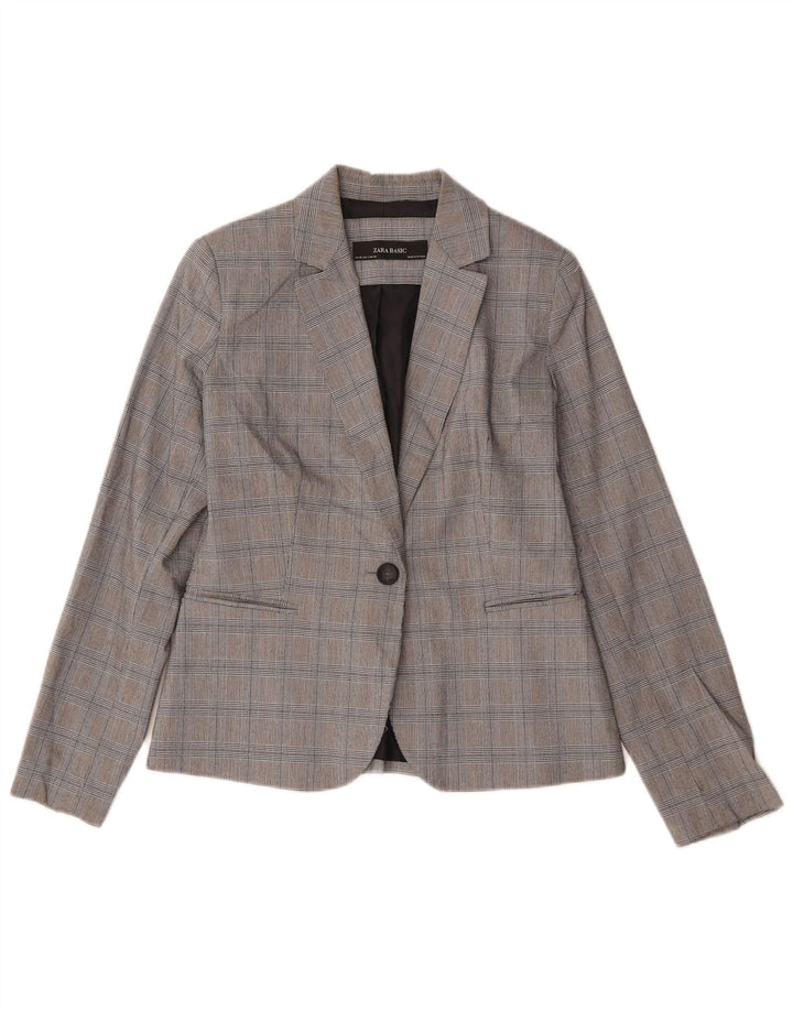 Zara Γυναικείο μπουφάν σακάκι με 1 κουμπί EU 36 XS Γκρι Houndstooth Πολυεστέρας