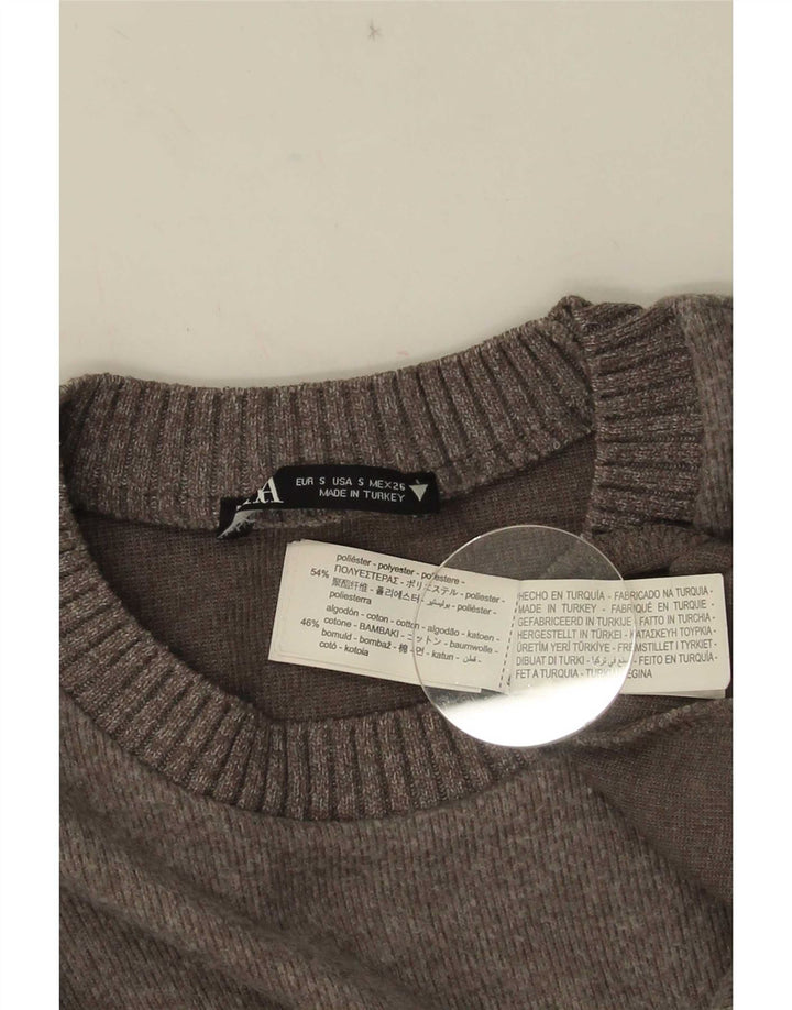 Zara Γυναικείο πουλόβερ με λαιμόκοψη μεγάλου μεγέθους UK 10 Small Grey Polyester
