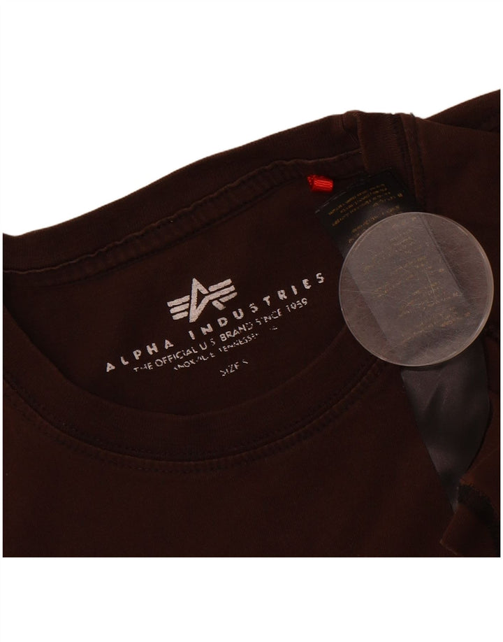 ALPHA INDUSTRIES Mens Graphic T-Shirt Top Small Brown Cotton
