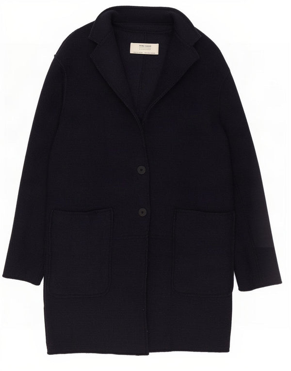 Zara Γυναικείο Πανωφόρι UK 10 Small Navy Blue Wool