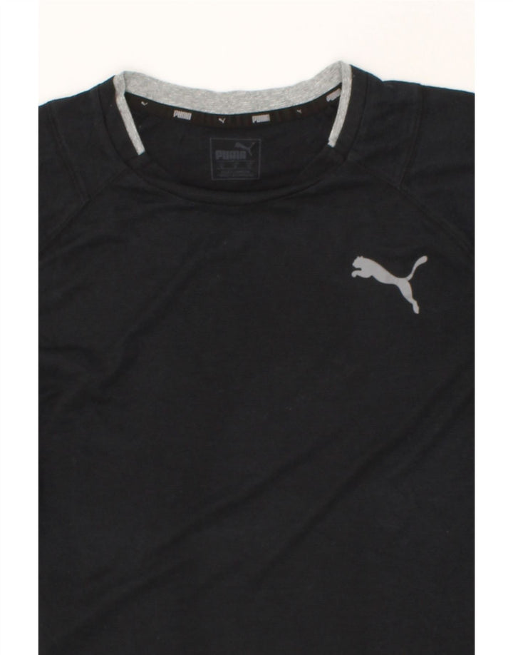 PUMA Mens T-Shirt Top Medium Black Polyester Vintage Puma and Second-Hand Puma from Messina Hembry 