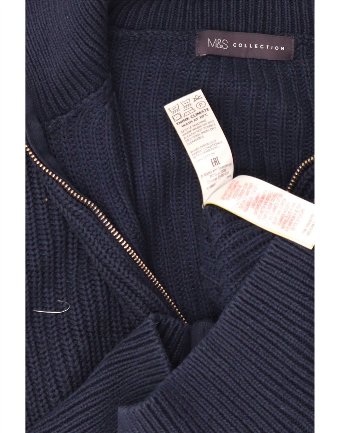 Marks & Spencer Γυναικείο πουλόβερ Crop Cardigan UK 12 Medium Navy Blue