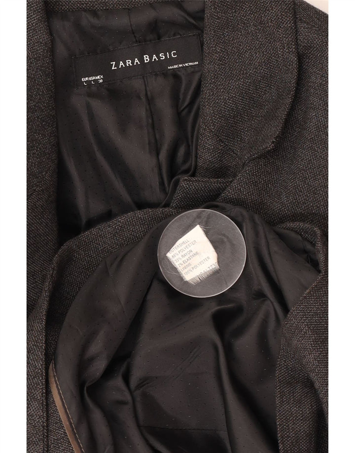 Zara Γυναικείο Μπουφάν 1 Κουμπί Blazer UK 14 Large Grey Polyester Classic