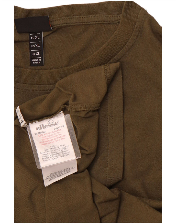 Ανδρικό γραφικό T-Shirt ELLESSE Top XL Χακί Βαμβακερό