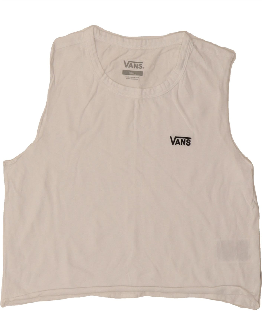 VANS Womens Crop Vest Top UK 10 Small White Cotton Vintage Vans and Second-Hand Vans from Messina Hembry 