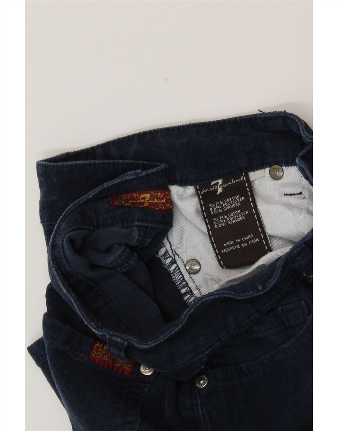 7 FOR ALL MANKIND Γυναικείο ίσιο κοτλέ παντελόνι W26 L29 Navy Blue