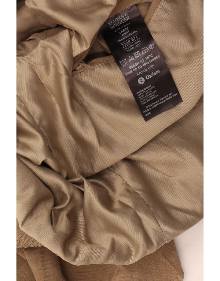 Marks & Spencer Mens Bomber Jacket UK 40 Large Beige Polyester