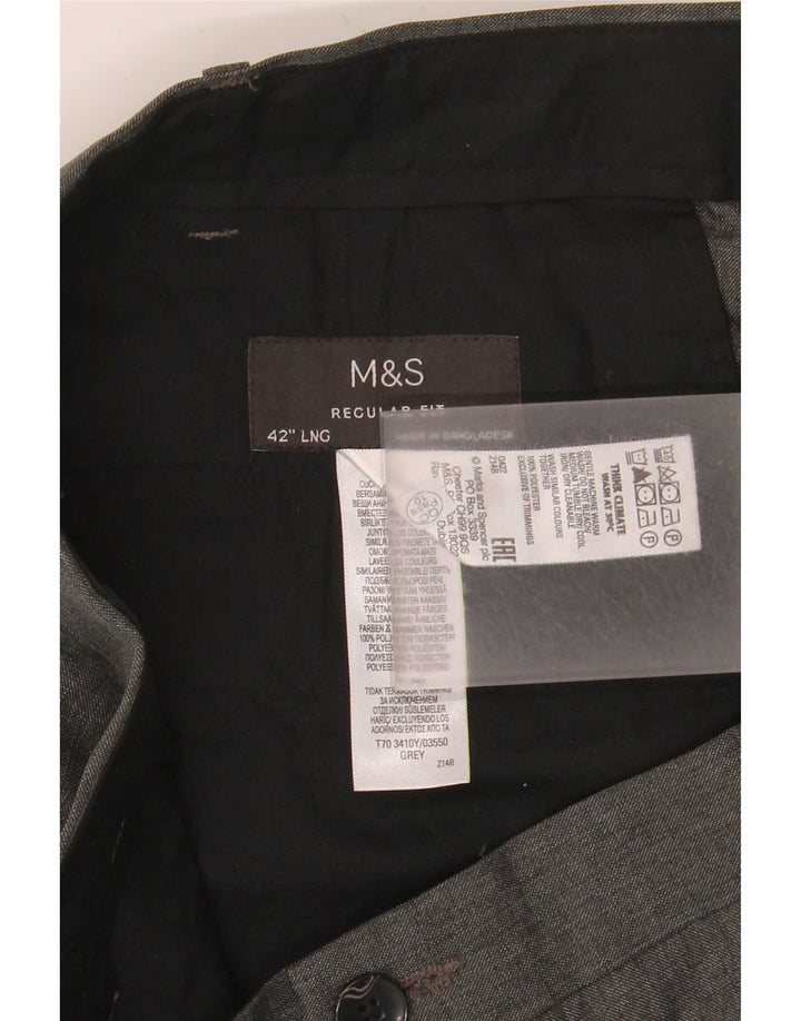Marks & Spencer Ανδρικό παντελόνι με κανονική εφαρμογή W42 L33 Γκρι πολυεστέρας