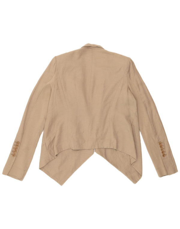 BCBGMAXAZRIA Γυναικείο ασύμμετρο ανοιχτό σακάκι UK 6 XS Beige Rayon