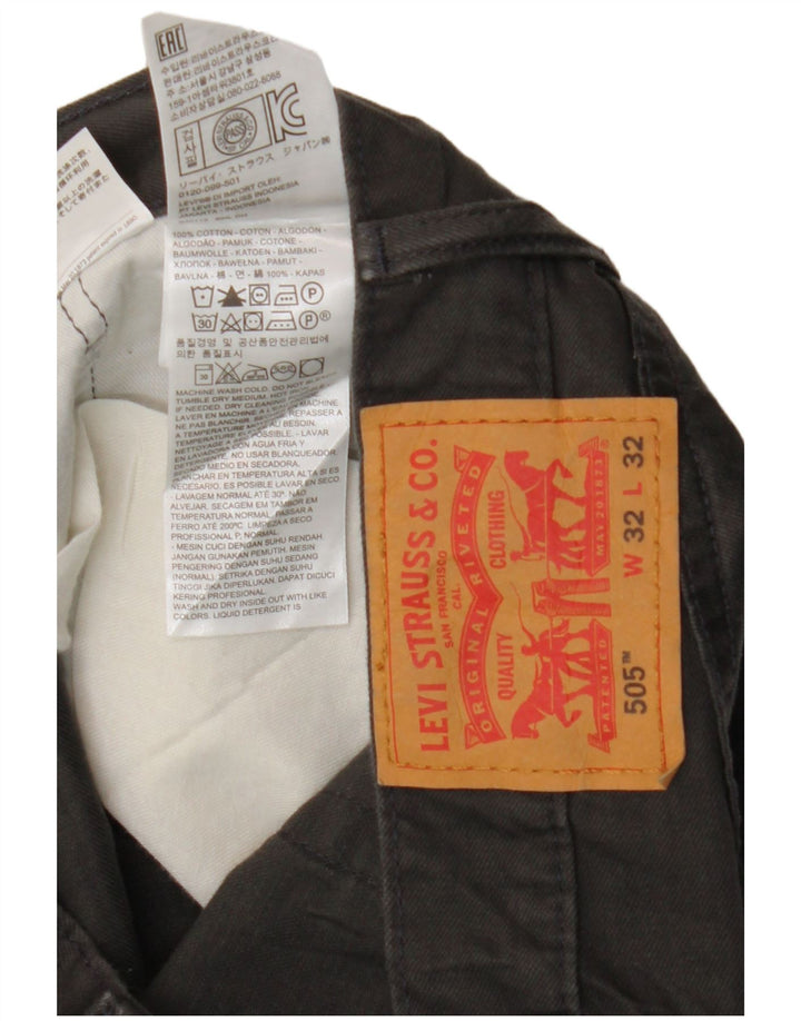 LEVI'S Mens 505 Straight Casual Παντελόνι W32 L32 Γκρι βαμβακερό