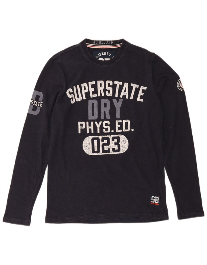 Ανδρικό γραφικό μπλουζάκι Superdry, μακρυμάνικο, βαμβακερό σε μπλε ναυτικό