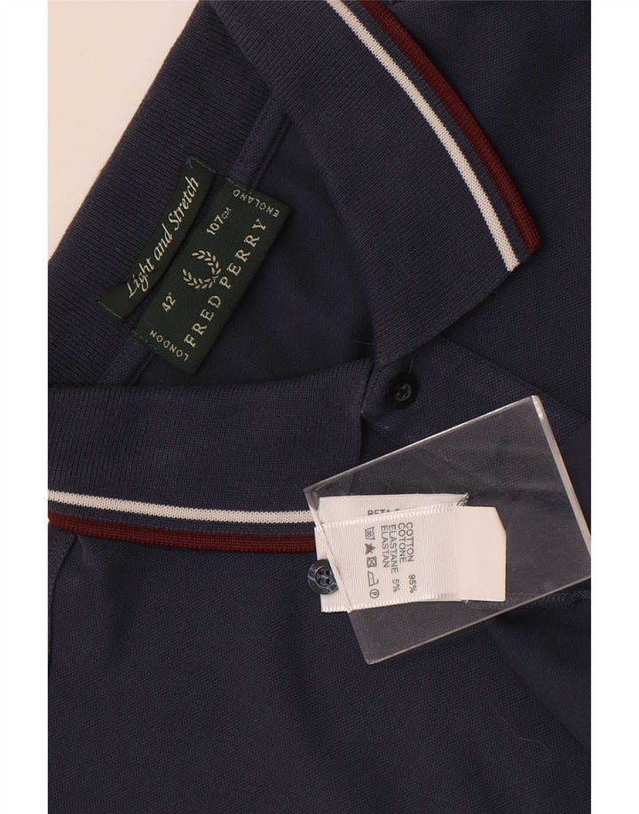 Fred Perry Ανδρικό πουκάμισο πόλο ανοιχτό και ελαστικό, μεσαίο ναυτικό, βαμβακερό