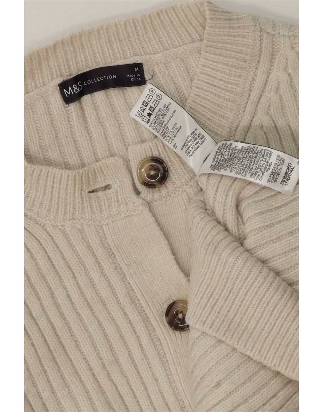 Marks & Spencer Γυναικεία ζακέτα πουλόβερ UK 12 Medium Off White Polyester