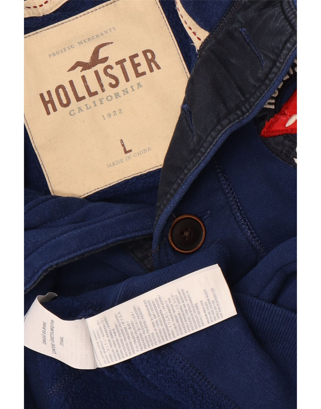 Ανδρικό φούτερ με λαιμόκοψη Hollister, Μπλε βαμβακερό