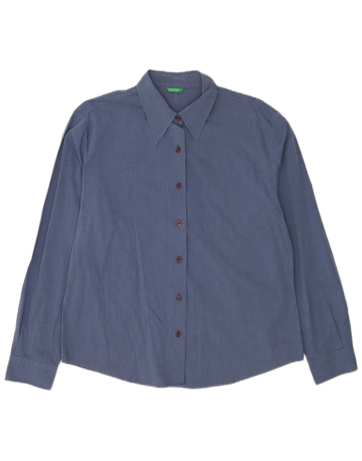 Γυναικείο πουκάμισο Benetton UK 16 Large Navy Blue Cotton