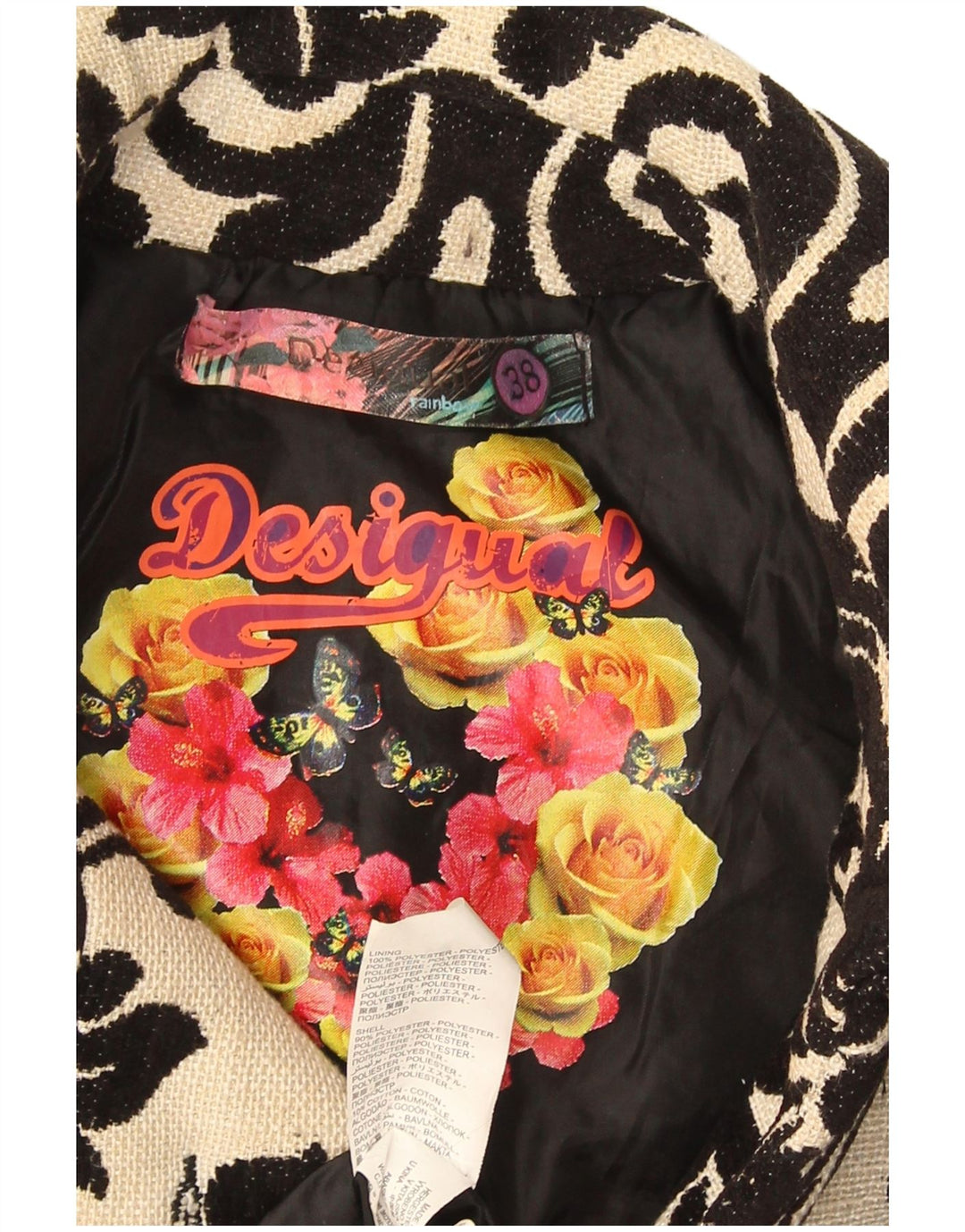 Γυναικείο παλτό γραφικό ουράνιο τόξο Desigual EU 38 Medium Beige Floral