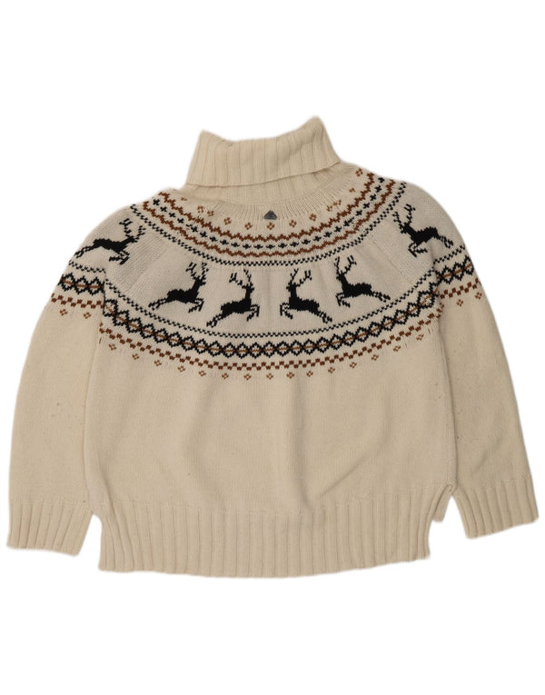 Barbour γυναικείο πουλόβερ με ρολό λαιμόκοψη UK 16 Large White Fair Isle Wool