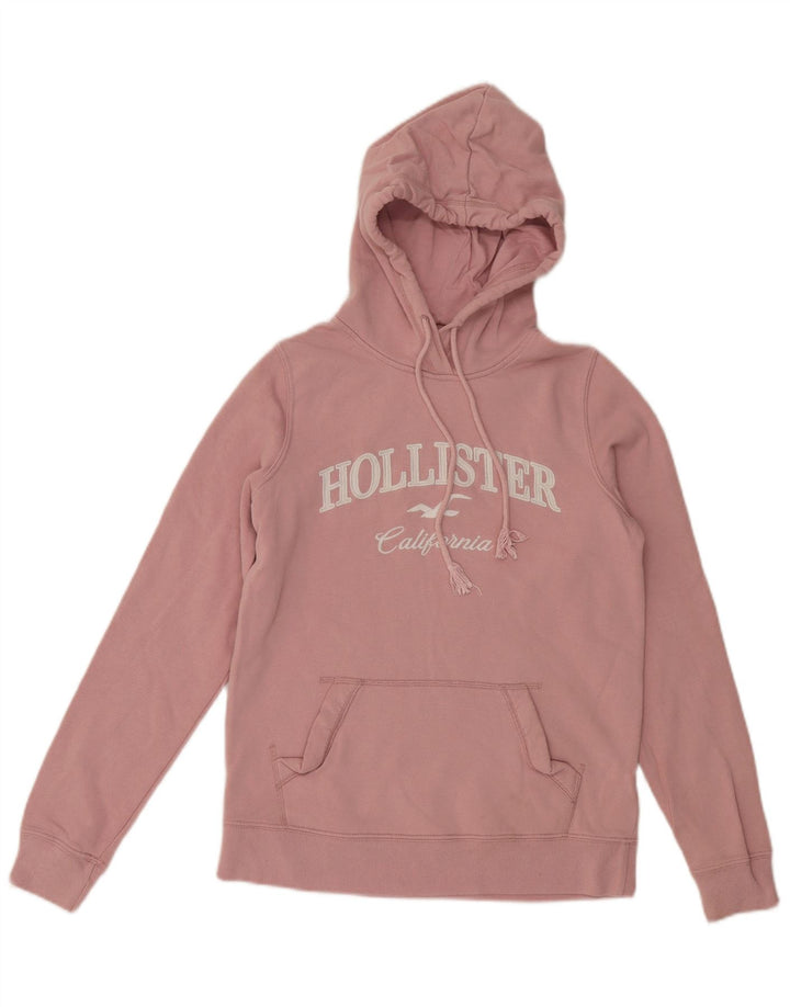 HOLLISTER Γυναικείο Γραφικό Hoodie Jumper UK 6 XS Ροζ Βαμβακερό