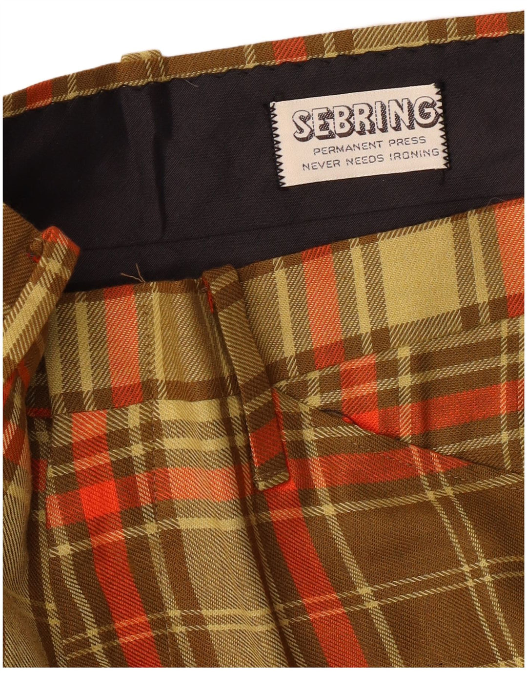 VINTAGE Γυναικείο ίσιο casual παντελόνι W32 L34 Χακί Check