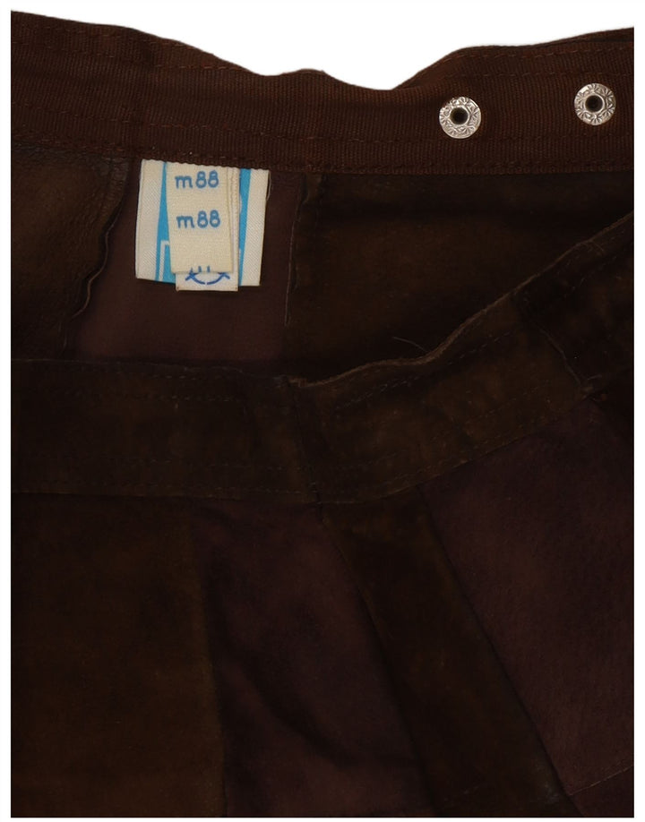VINTAGE Γυναικεία Suede Mini Φούστα W26 Μικρή Καφέ Δερμάτινη