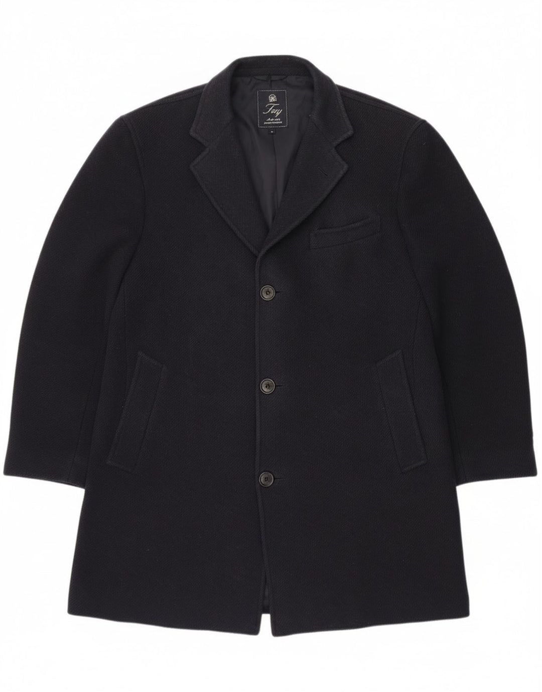 Ανδρικό πανωφόρι Fay UK 40 Large Navy Blue Virgin Wool