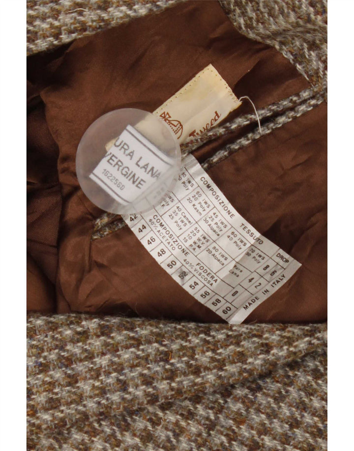 Harris Tweed Ανδρικό σακάκι σακάκι με 2 κουμπιά UK 42 XL Brown Houndstooth