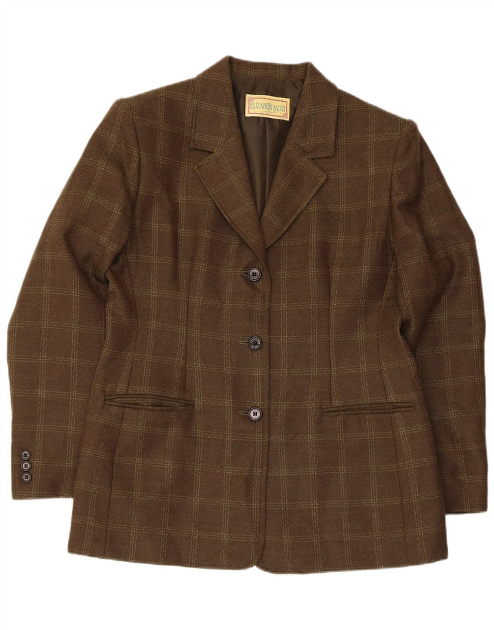 Elizabeth Ascot Γυναικείο σακάκι σακάκι με 3 κουμπιά US 18 2XL Χακί καρό μαλλί