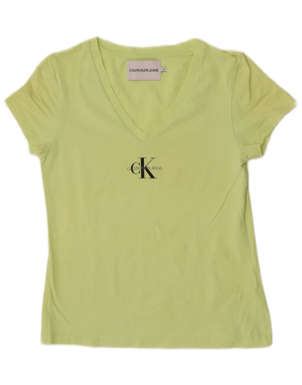 Γυναικείο γραφικό T-shirt Calvin Klein Jeans Top UK 12 Medium Green