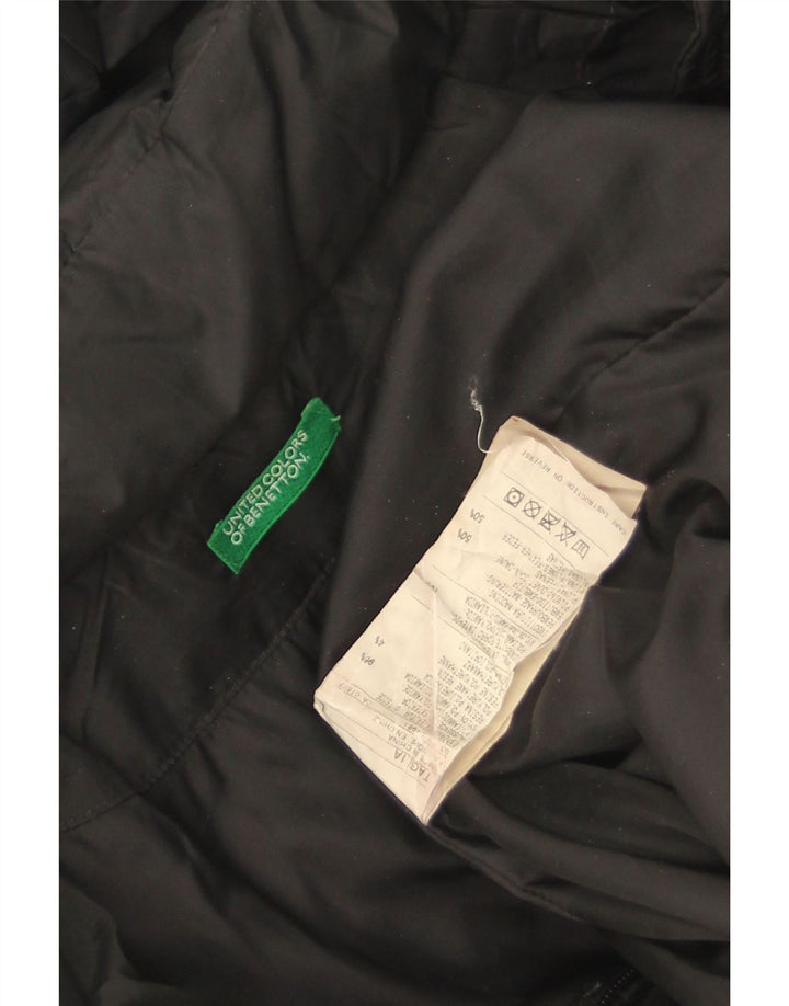Γυναικείο παλτό Benetton με κουκούλα UK 16 Large Black Polyamide