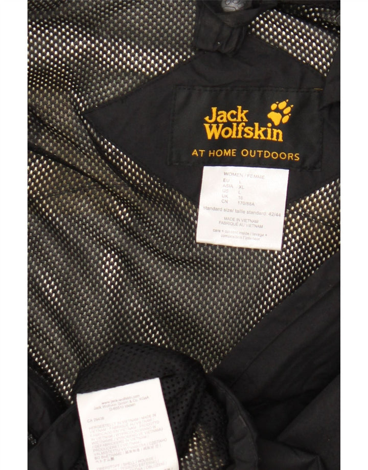 Jack Wolfskin Γυναικείο μπουφάν βροχής με κουκούλα UK 16 Large Black Polyamide
