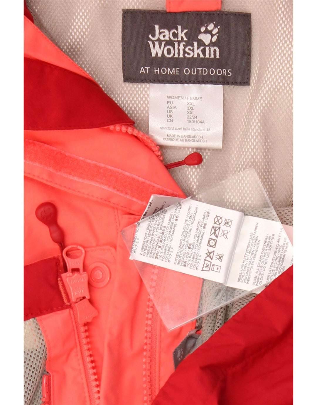 JACK WOLFSKIN Γυναικείο μπουφάν βροχής με κουκούλα UK 22/24 2XL Pink Colourblock