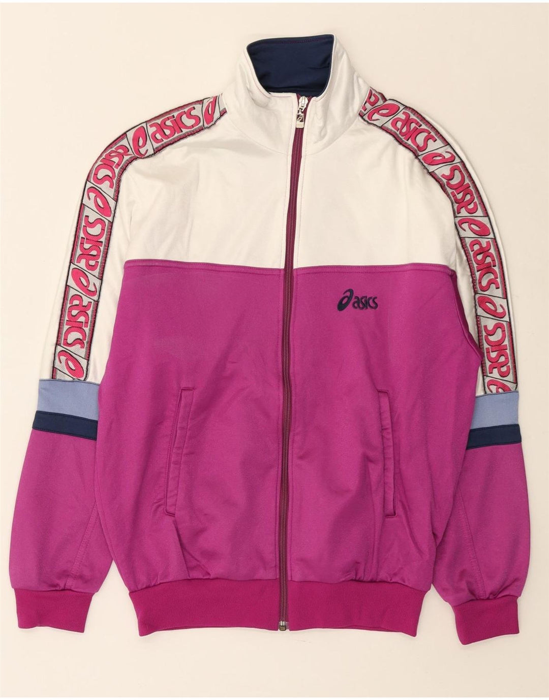 Γυναικεία αθλητική φόρμα γραφικών ASICS Top Jacket IT 46 Large Purple Colourblock