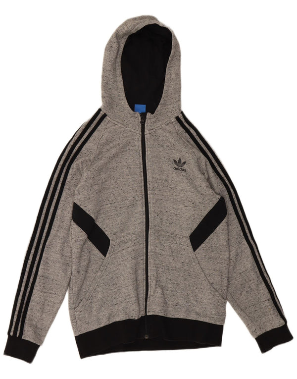 Adidas Boys πουλόβερ με κουκούλα με φερμουάρ 15-16 ετών βαμβακερό γκρι