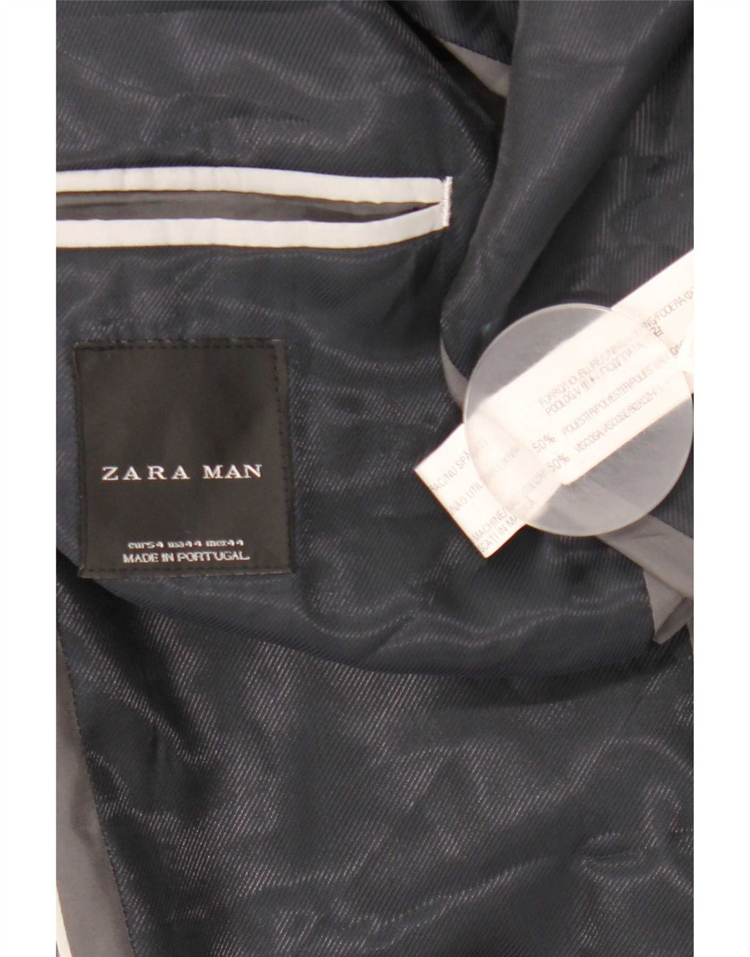 Zara Ανδρικό μπουφάν μπλέιζερ με 2 κουμπιά EU 54 XL Γκρι ρίγες πολυεστέρας