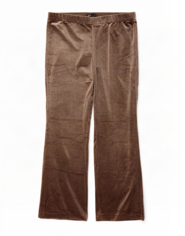 Zara Γυναικεία φόρμα βελούδου Flare UK 20 2XL καφέ πολυεστέρας