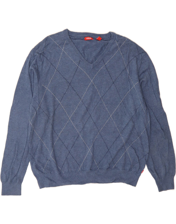 Ανδρικό πουλόβερ IZOD με V λαιμόκοψη 2XL Μπλε Argyle/Βαμβακερό Διαμάντι