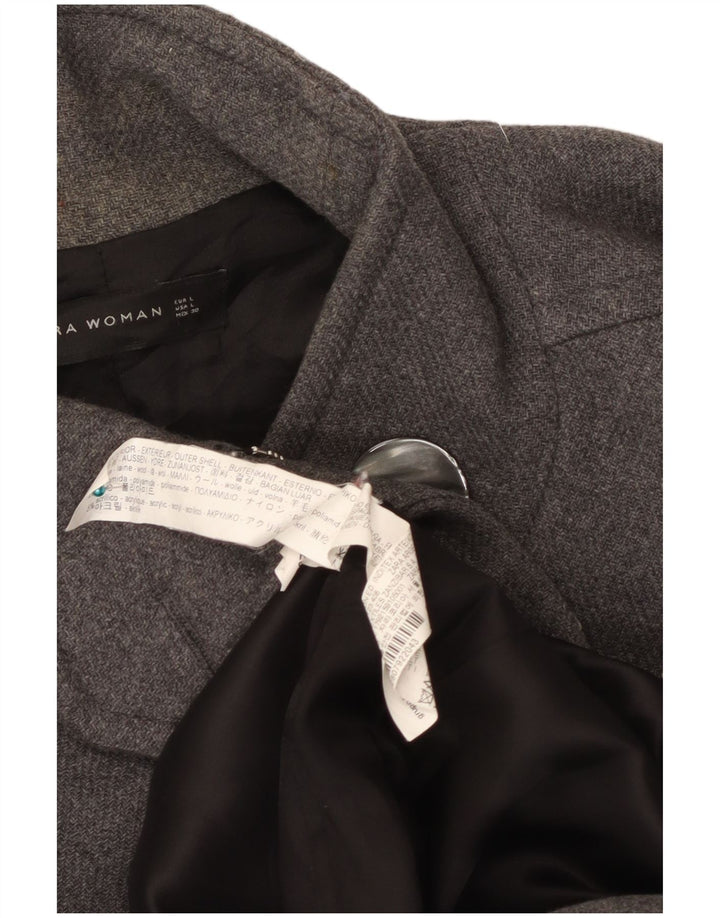 Zara Γυναικείο Παλτό UK 16 Large Grey Wool