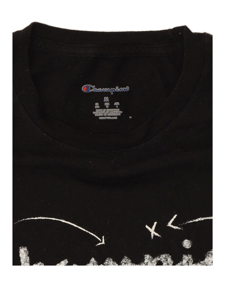 CHAMPION Mens Graphic T-Shirt Top Medium Black Vintage Champion and Second-Hand Champion from Messina Hembry 