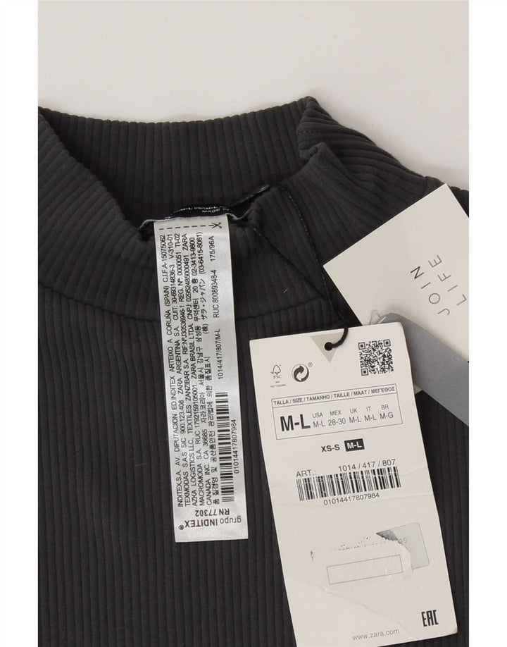 Zara Γυναικείο γιλέκο Crop UK 12 Medium Grey Polyamide
