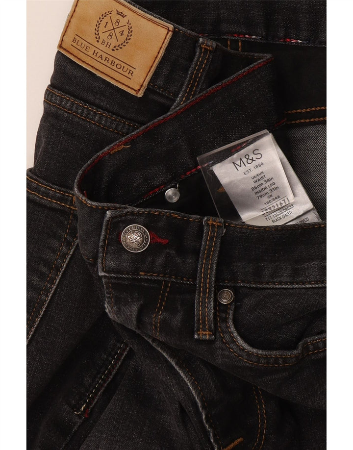 Marks & Spencer Ανδρικό Τζιν Μπλε Harbor Straight W34 L31 Μαύρο βαμβακερό