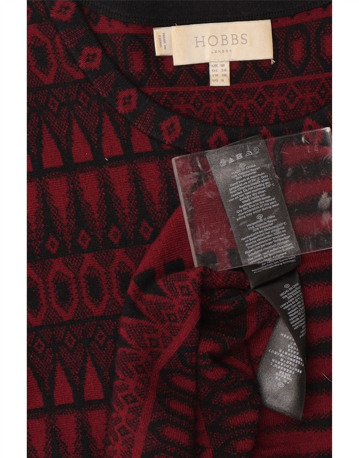 HOBBS Γυναικείο φόρεμα 3/4 μανίκι UK 10 Μικρό κόκκινο γεωμετρικό βισκόζη