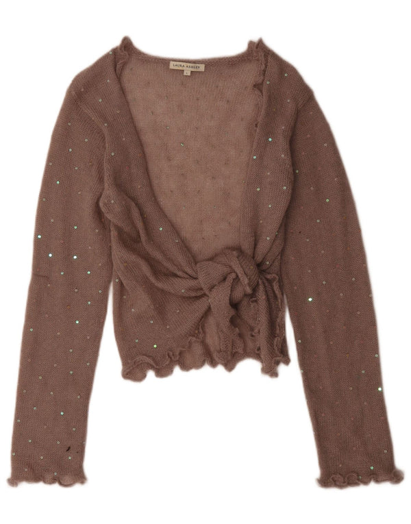 Laura Ashley Γυναικείο πουλόβερ με ζακέτα UK 14 Large Brown Mohair